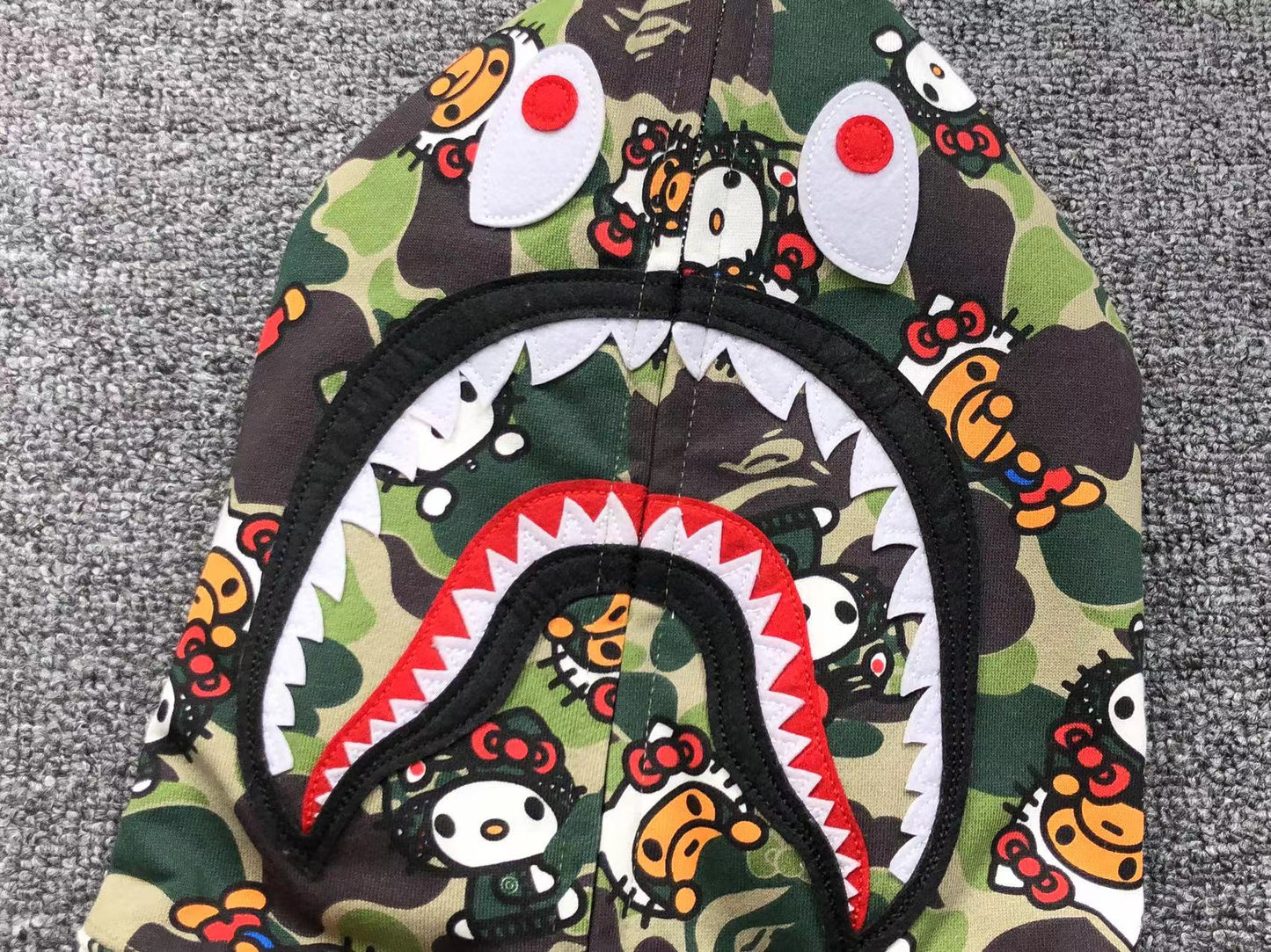 BAPE ABC CAMO HELLO KITTY SHARK FULL ZIP HOODIE GREEN