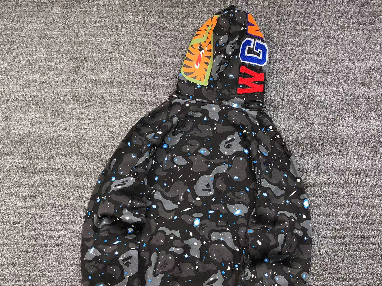 BAPE SPACE CAMO SHARK FULL ZIP HOODIE BLACK