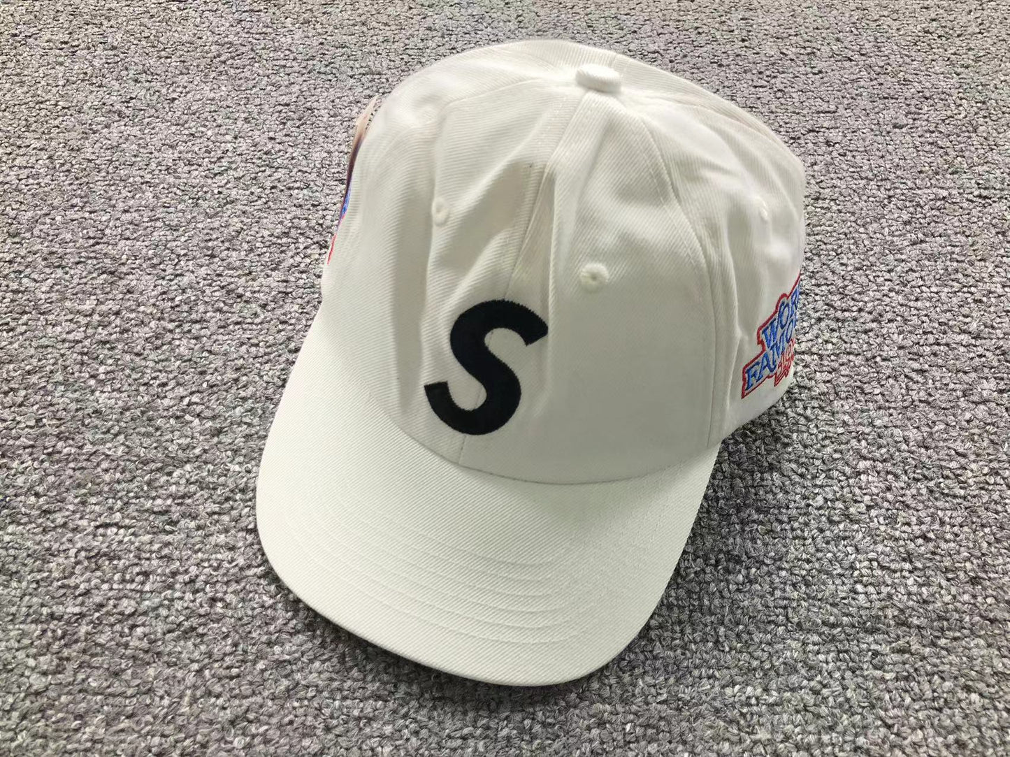 Supreme World Famous S Logo 6-Panel Hat White