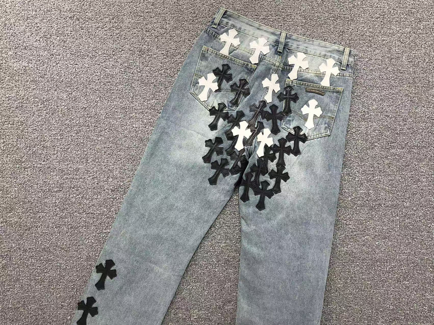 Chrome Hearts Cross Patch Jeans Blue Washed