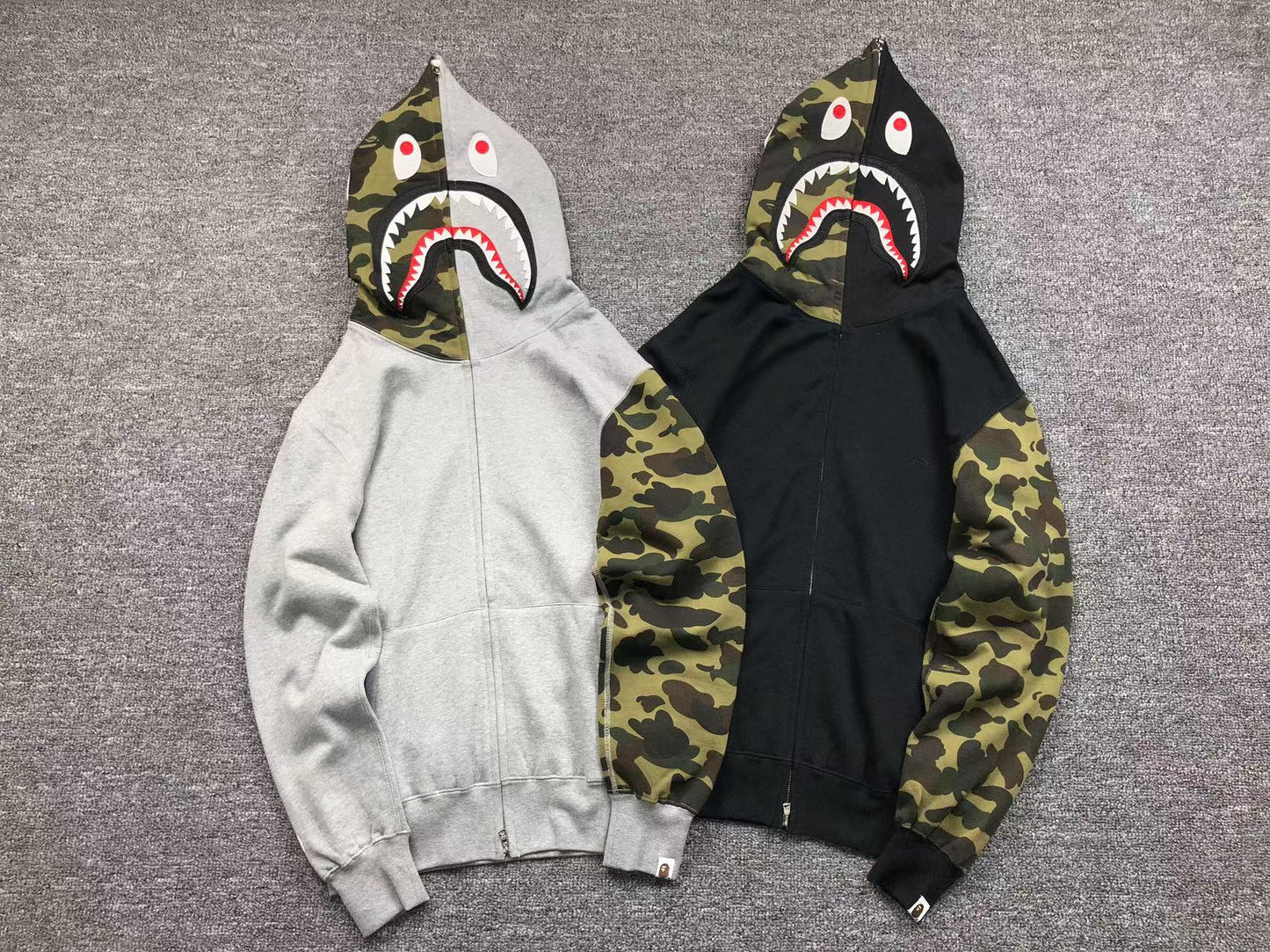 BAPE 1ST CAMO SHARK FULL ZIP HOODIE GREY