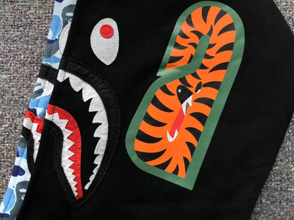 BAPE ABC SHARK FULL ZIP DOUBLE HOODIE BLACK BLUE