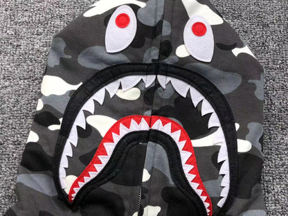 BAPE CITY CAMO SHARK WGM FULL ZIP HOODIE BLACK