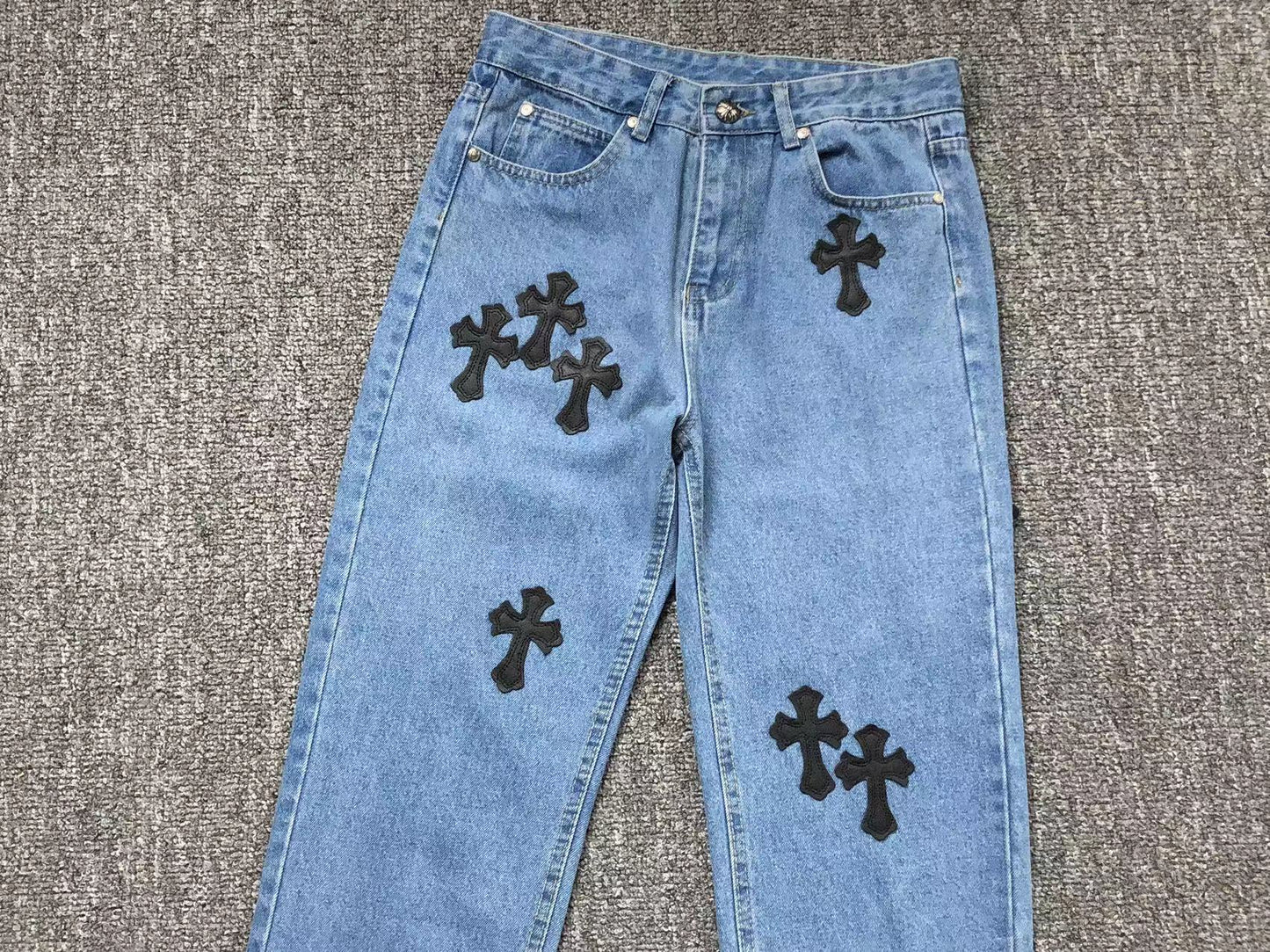 Chrome Hearts Cross Patch Jeans Blue