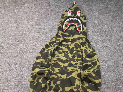 BAPE 1ST CAMO SHARK FULL ZIP HOODIE GREEN