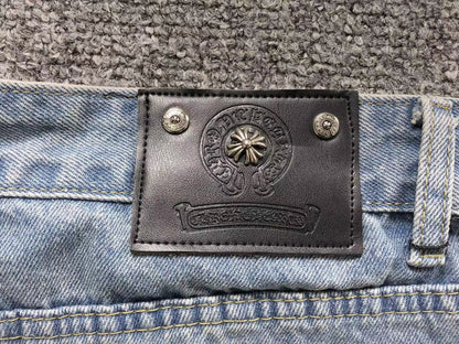 Chrome Hearts Cross Patch Jeans Blue Washed