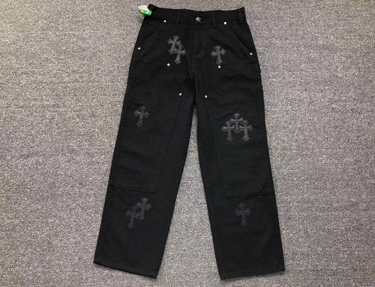 Chrome Hearts Cross Patch Carpenter Pants Black