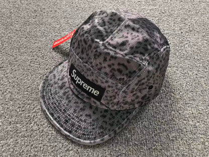 Supreme Leopard Velvet Camp Cap Black