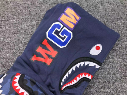 BAPE COLOR CAMO SHARK WIDE FULL ZIP DOUBLE HOODIE BLUE