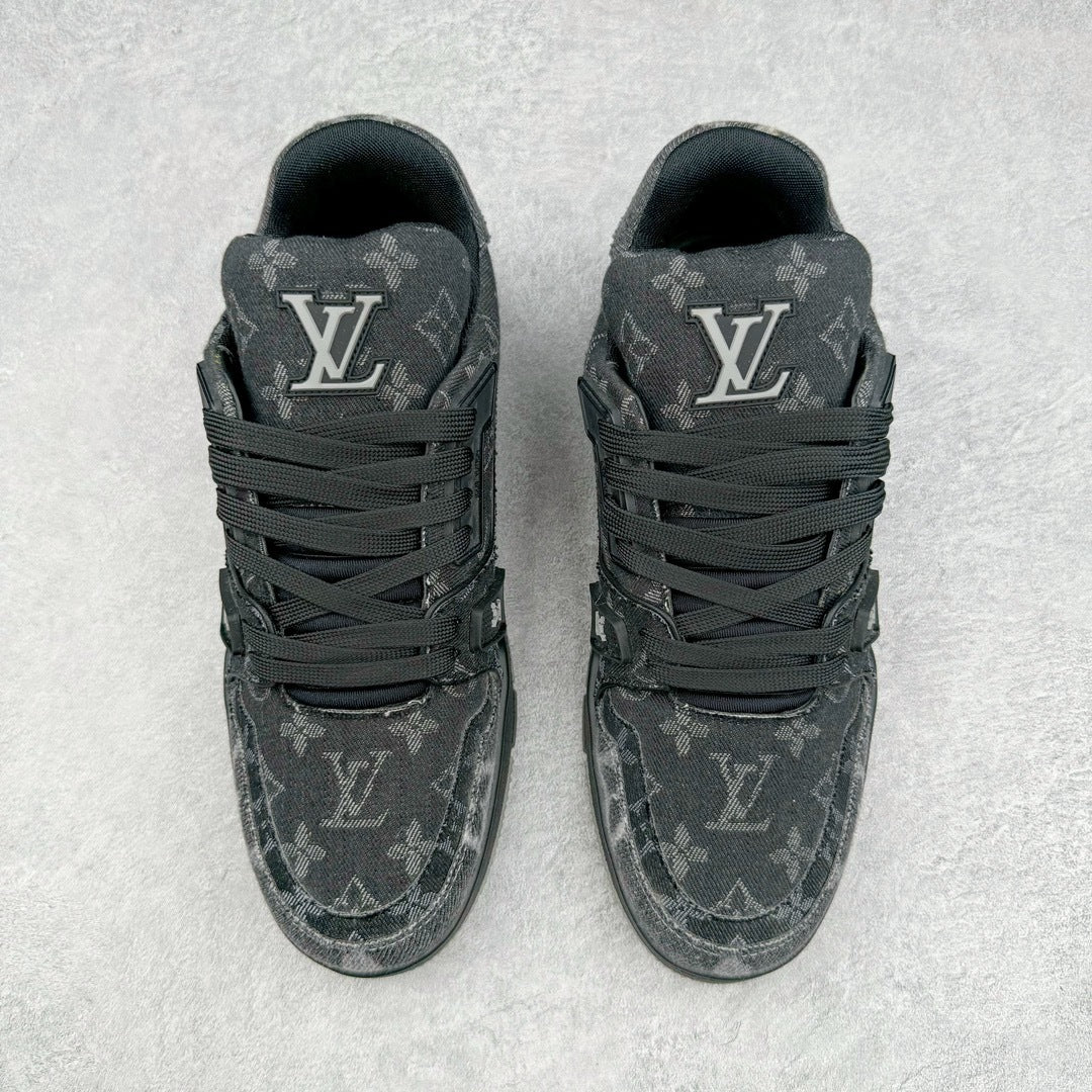 Louis Vuitton Trainer Sneaker Black Monogram Denim
