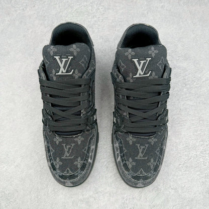 Louis Vuitton Trainer Sneaker Black Monogram Denim