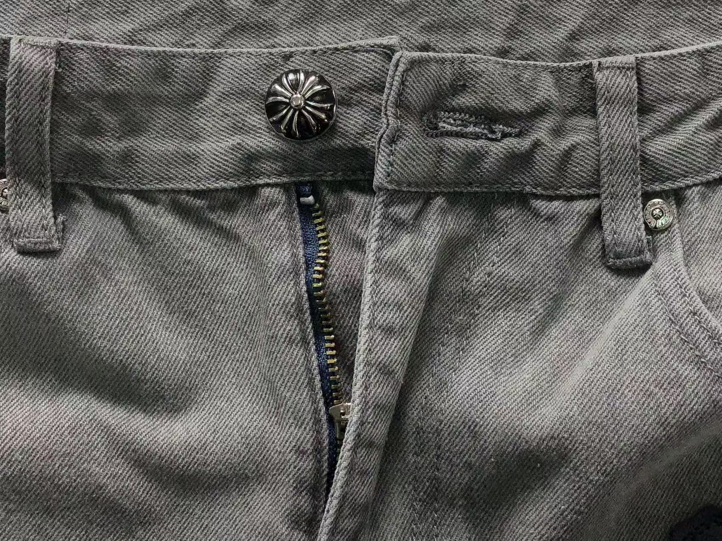 Chrome Hearts Cross Patch Jeans Grey