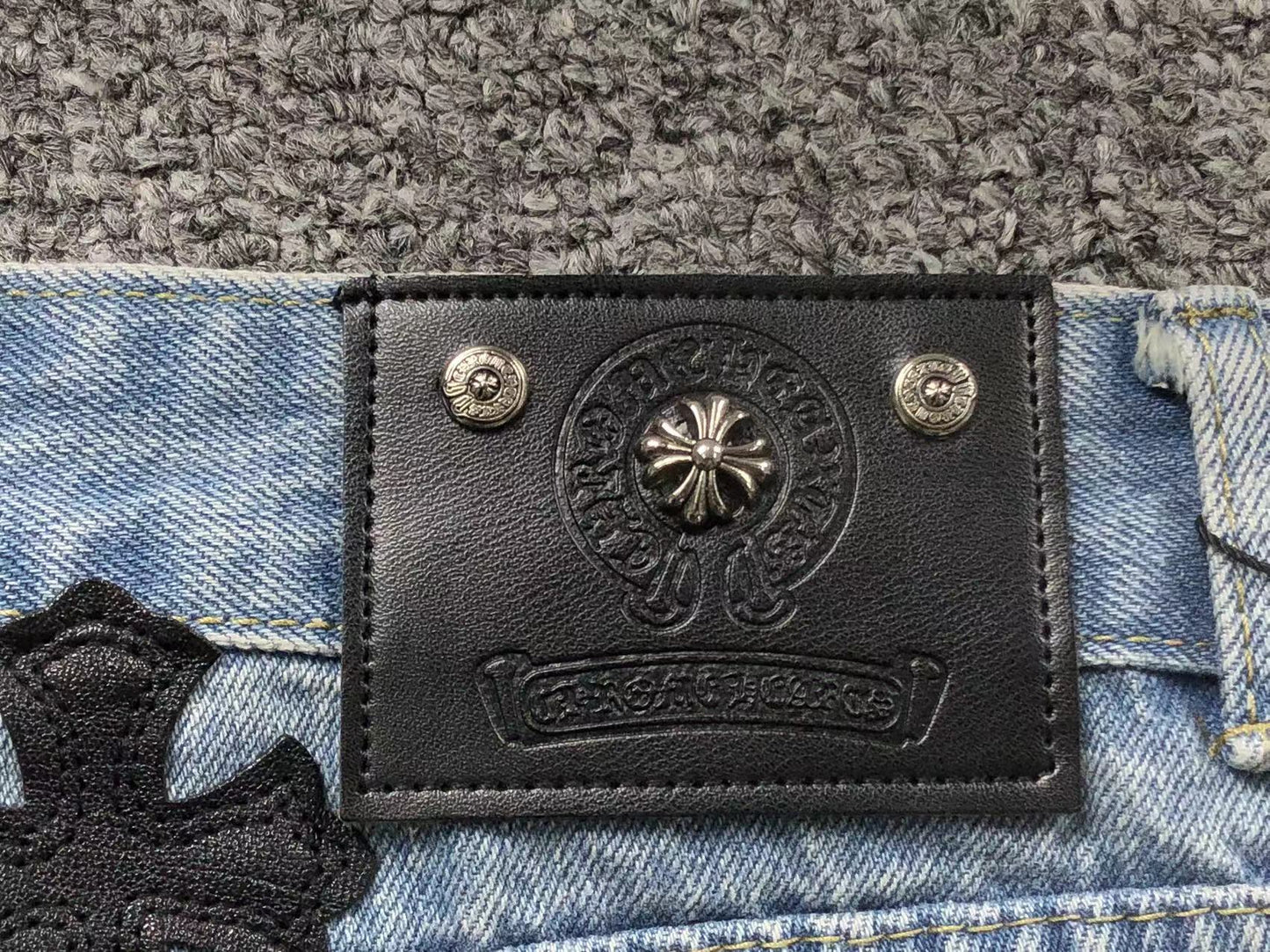 Chrome Hearts Cross Patch Jeans Blue