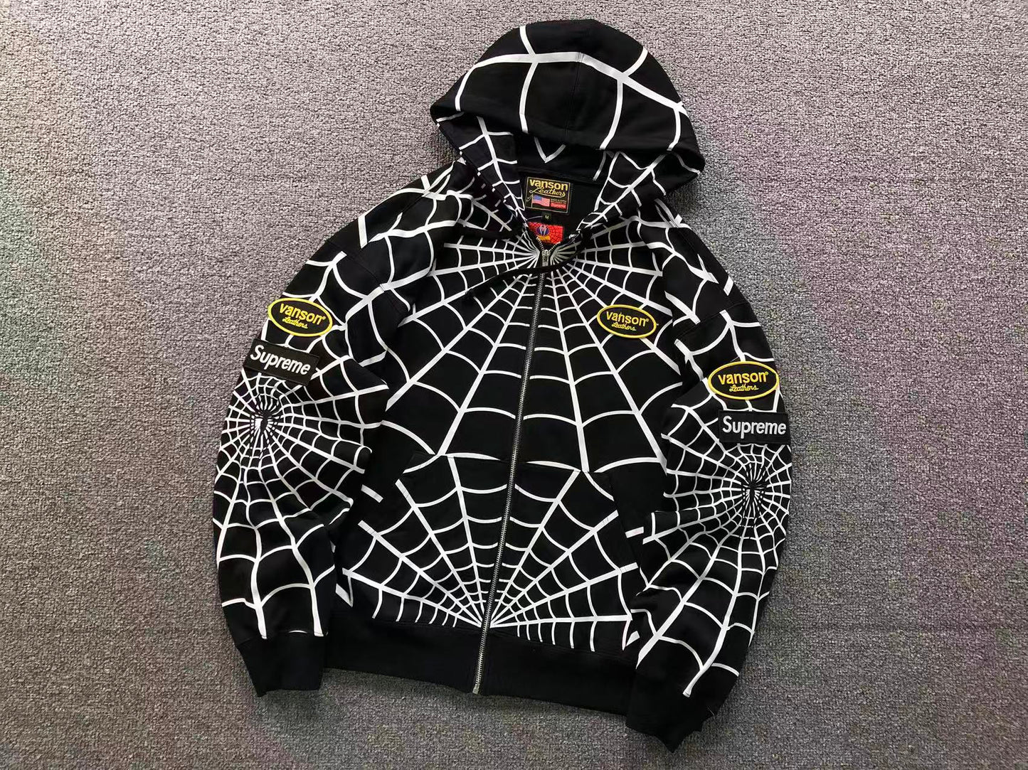 Supreme Vanson Leathers Spider-Man Zip Up Black