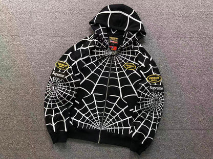 Supreme Vanson Leathers Spider-Man Zip Up Black