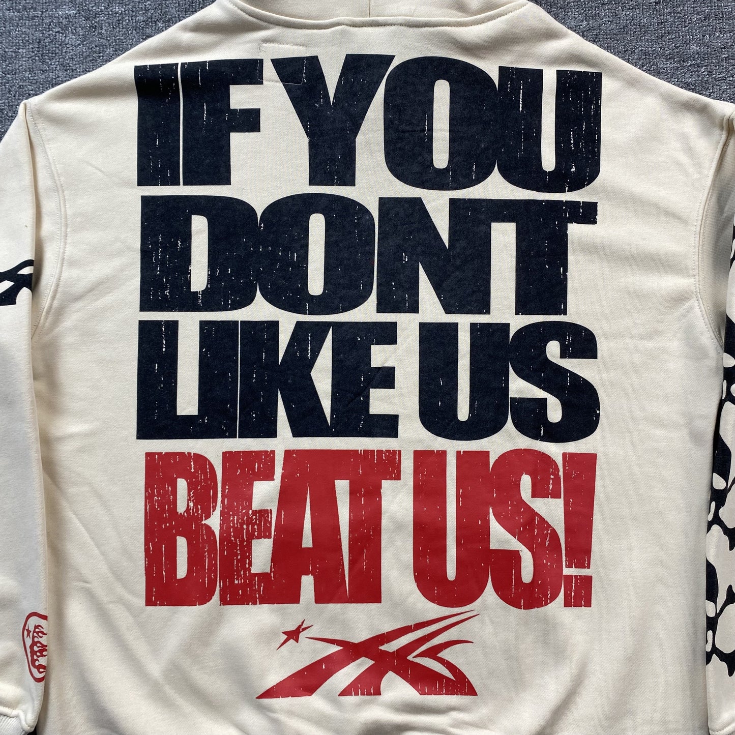 HELLSTAR IF YOU DONT LIKE US BEAT US HOODIE WHITE