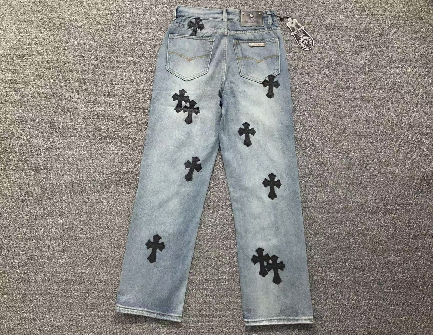 Chrome Hearts Cross Patch Jeans Blue Washed