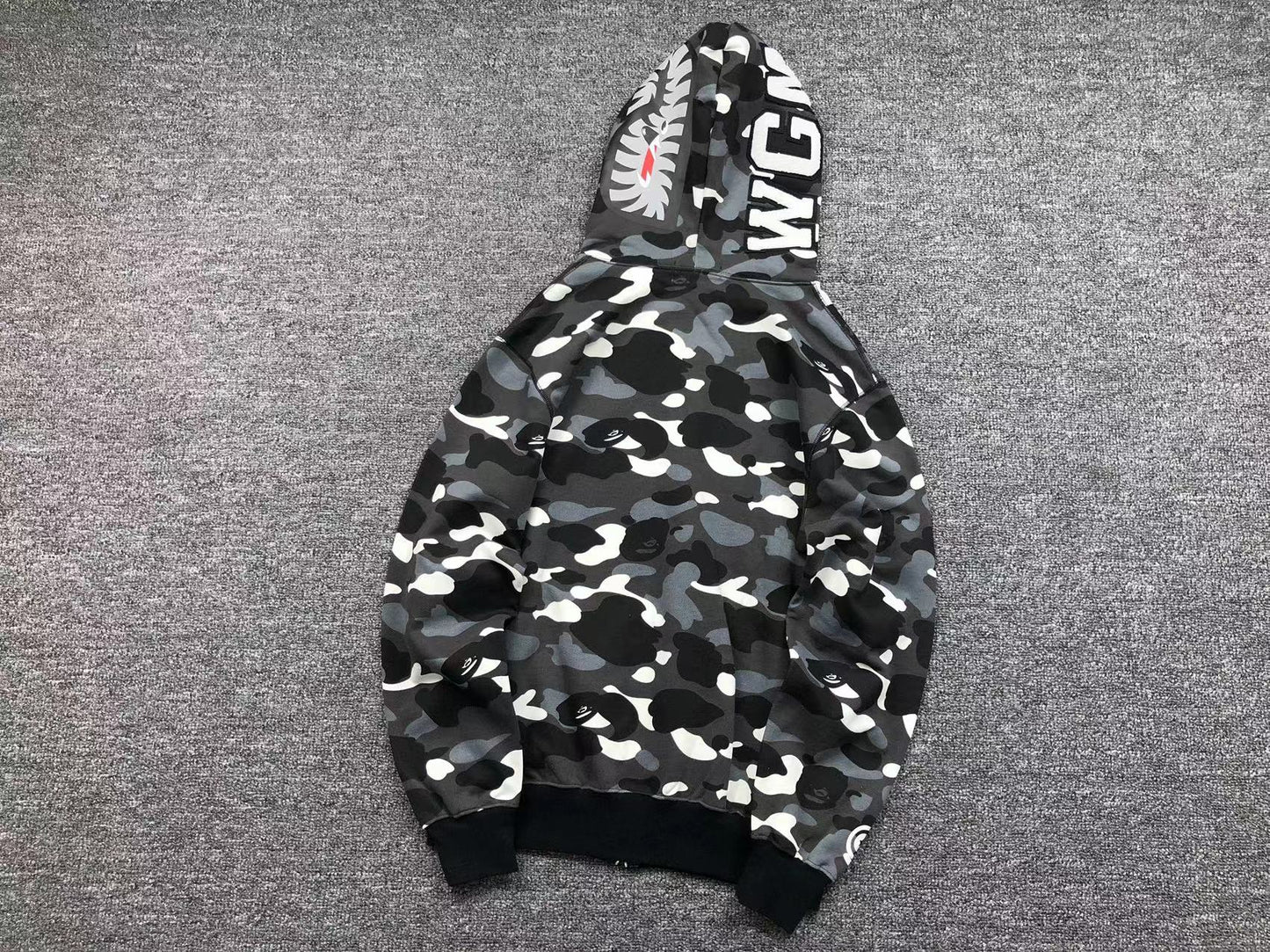 BAPE CITY CAMO SHARK WGM FULL ZIP HOODIE BLACK