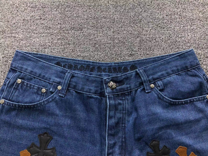 Chrome Hearts Cross Patch Jeans Blue