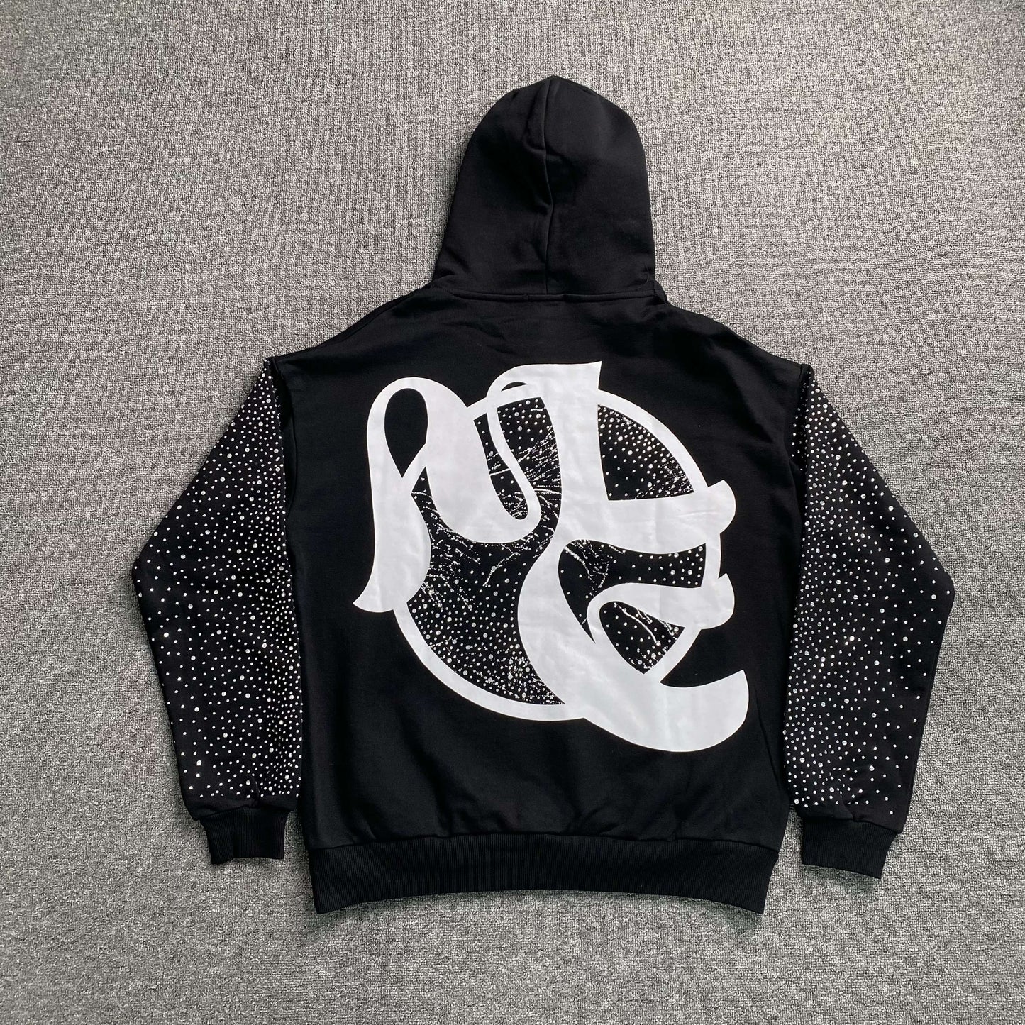 Mixed Emotion Fallen Angels Rhinestone Hoodie Black