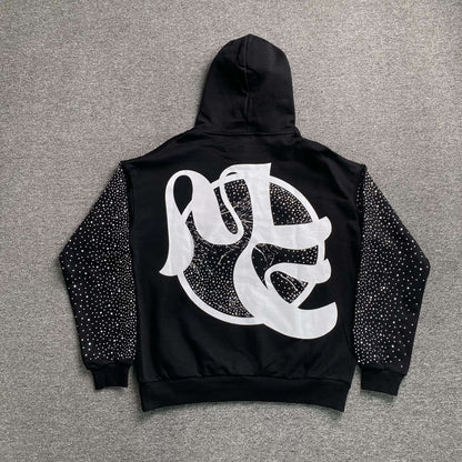 Mixed Emotion Fallen Angels Rhinestone Hoodie Black