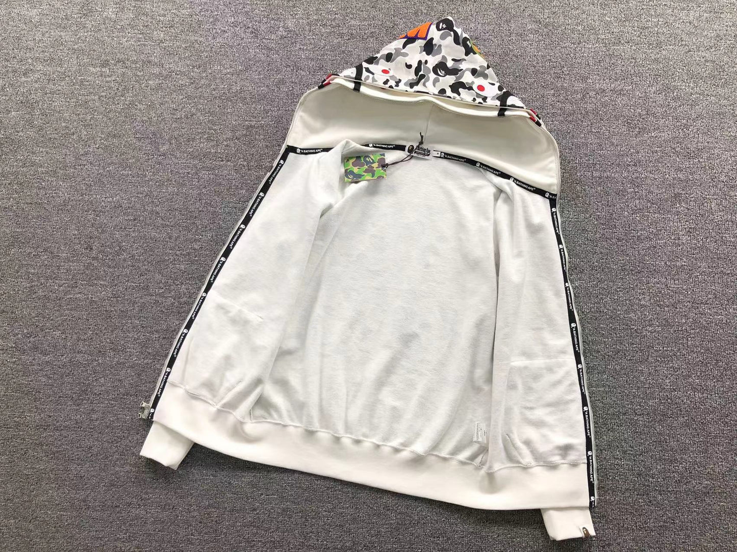 BAPE ABC CAMO DOUBLE SHARK FULL ZIP HOODIE GREY