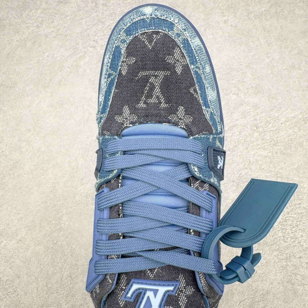 Louis Vuitton Trainer Sneaker Blue Patchwork Monogram Denim