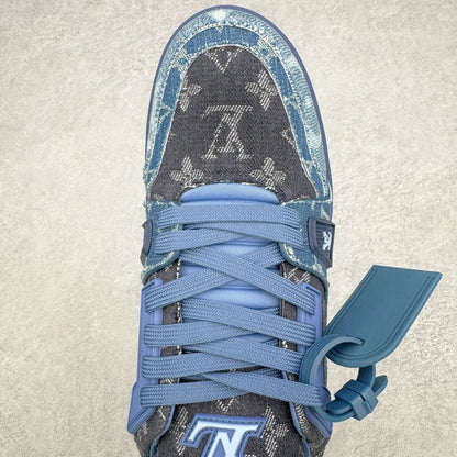 Louis Vuitton Trainer Sneaker Blue Patchwork Monogram Denim