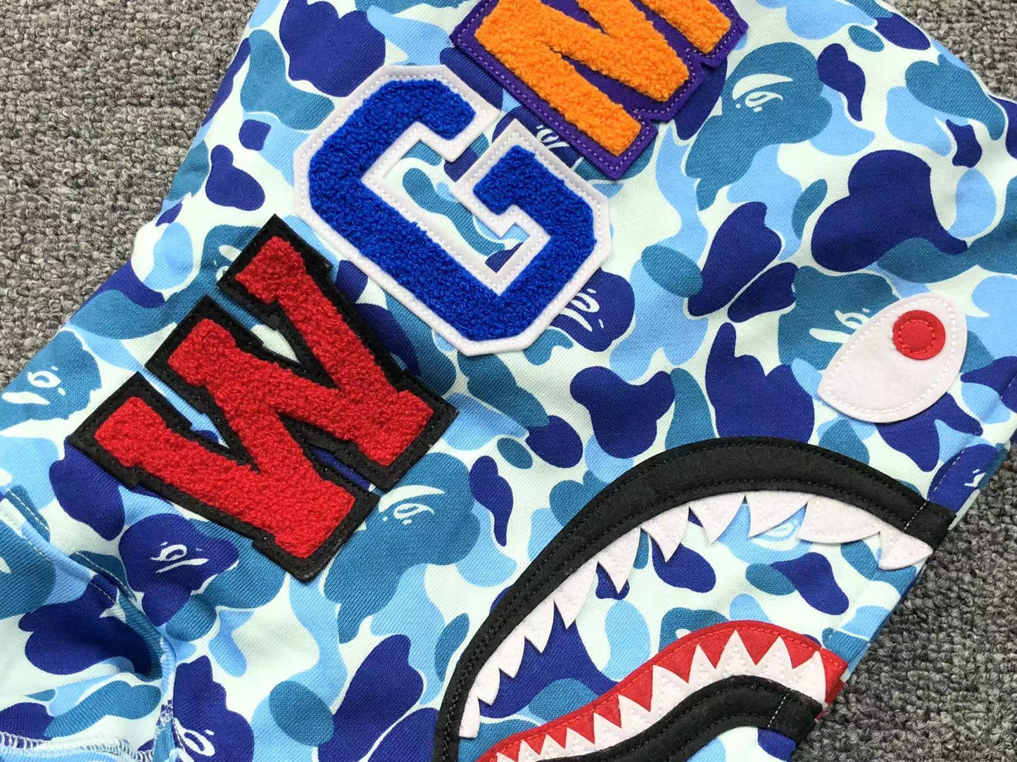 BAPE ABC CAMO SHARK FULL ZIP HOODIE BLUE