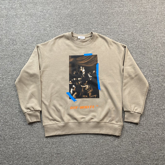 OFF WHITE X BROWNS CARAVAGGIO CREWNECK TAN