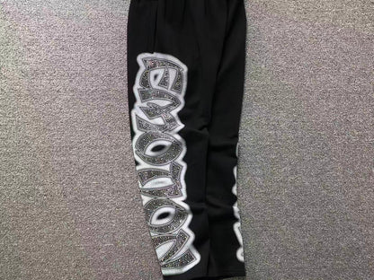 Mixed Emotion Midnight Rhinestone Sweatpants Black
