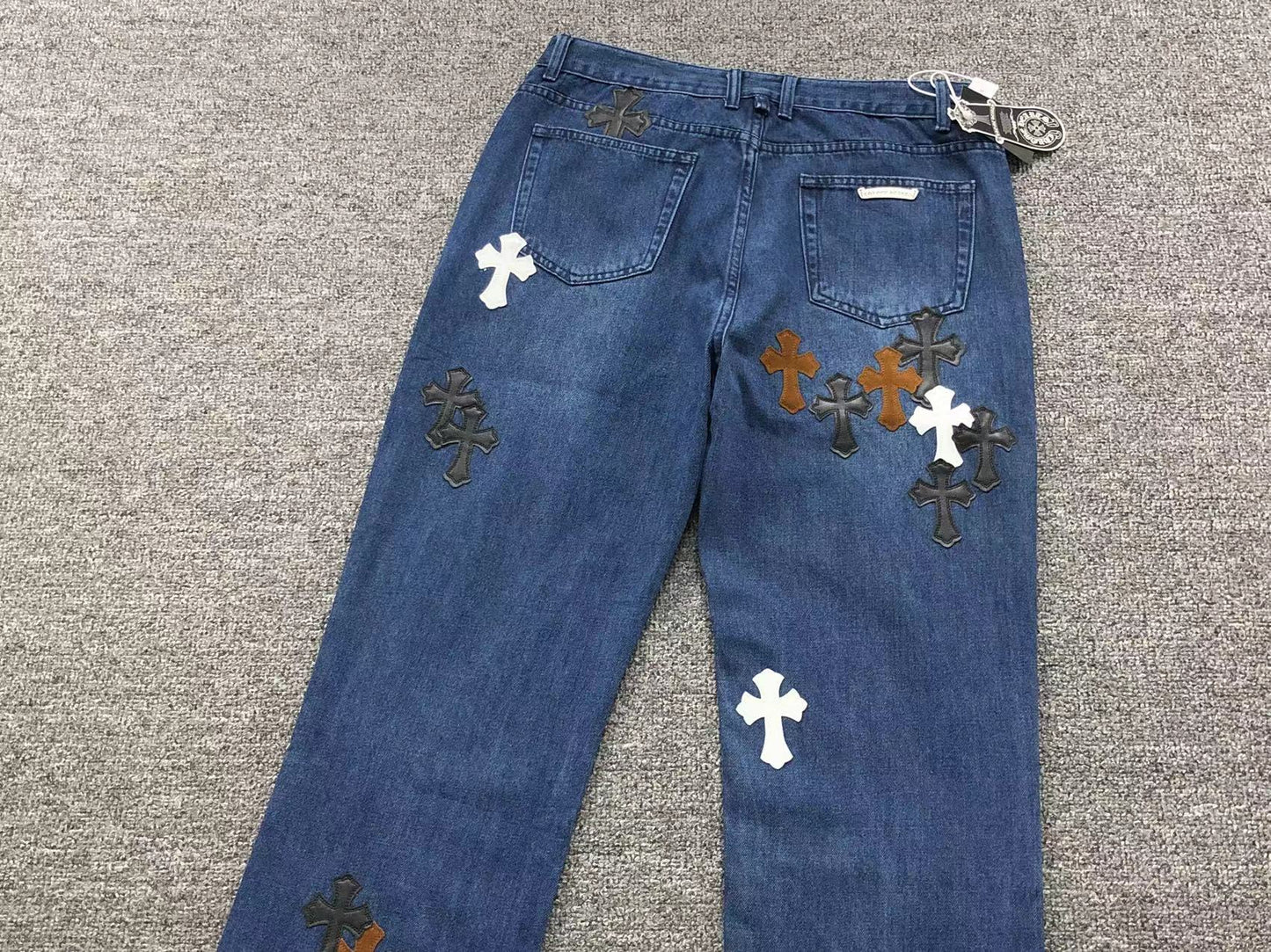 Chrome Hearts Cross Patch Jeans Blue