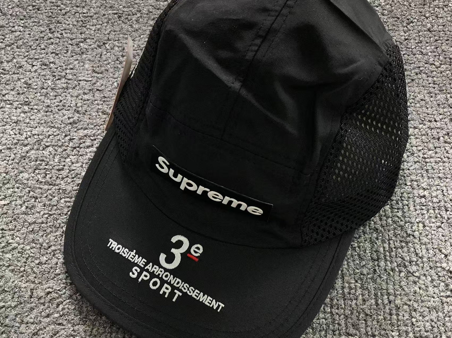 Supreme Mesh Side Panel Camp Cap Black