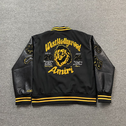 AMIRI LION VARSITY JACKET BLACK