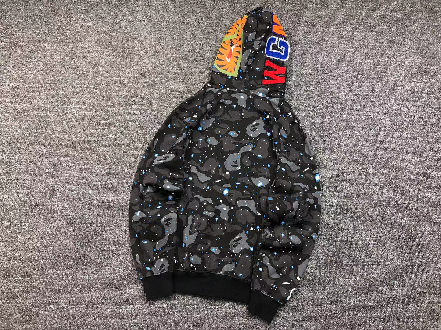 BAPE SPACE CAMO SHARK FULL ZIP HOODIE BLACK