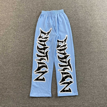 Mixed Emotion Graffiti Sweatpants Skyblue