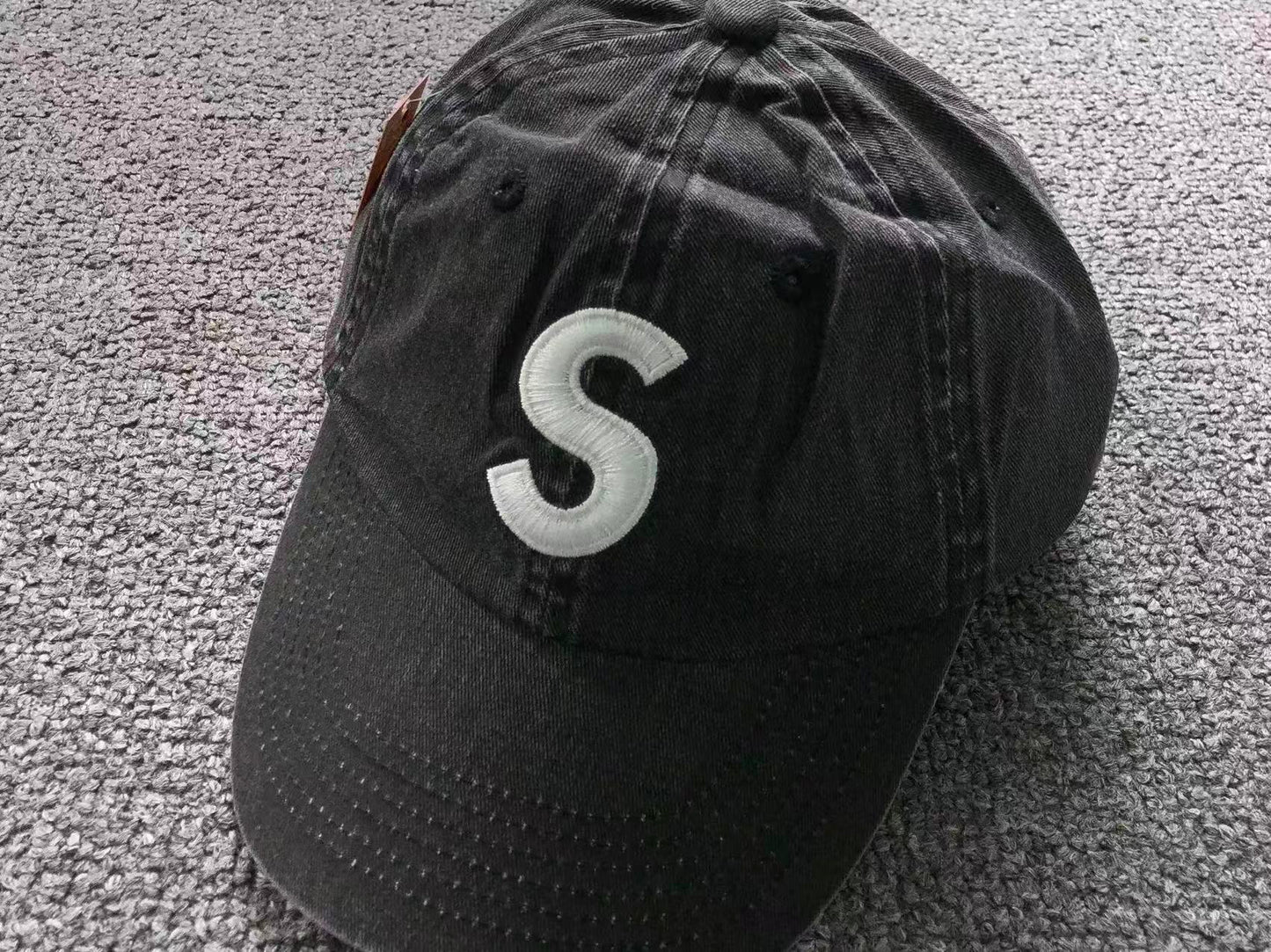 Supreme Pigment Coated S Logo 6-Panel Cap Washed Black