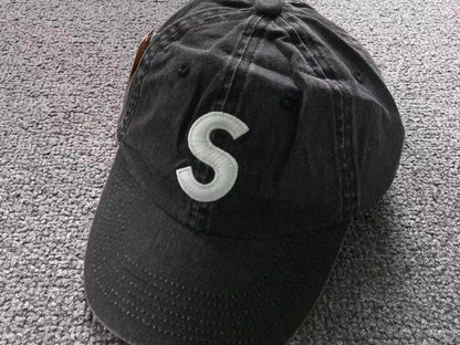 Supreme Pigment Coated S Logo 6-Panel Cap Washed Black