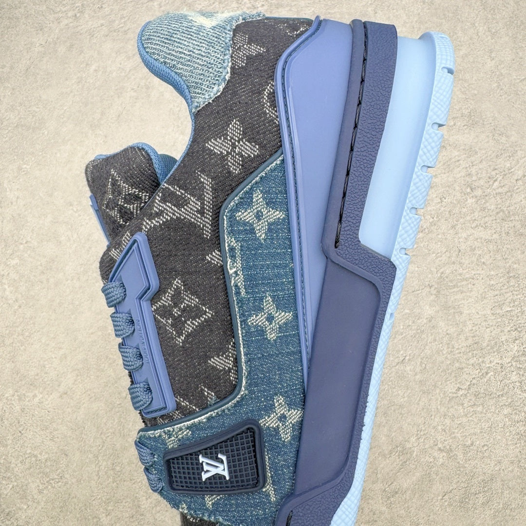 Louis Vuitton Trainer Sneaker Blue Patchwork Monogram Denim