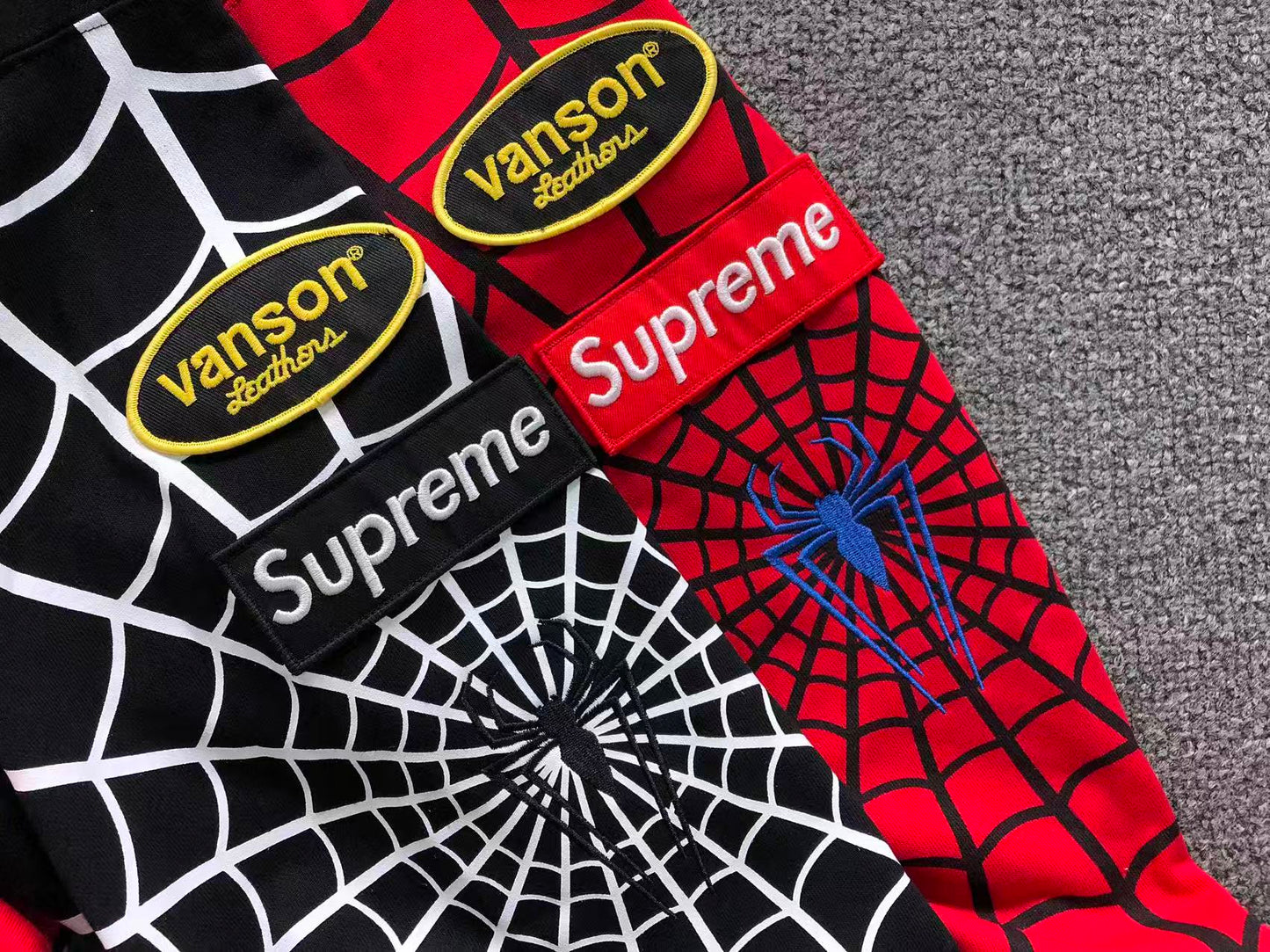 Supreme Vanson Leathers Spider-Man Zip Up Red