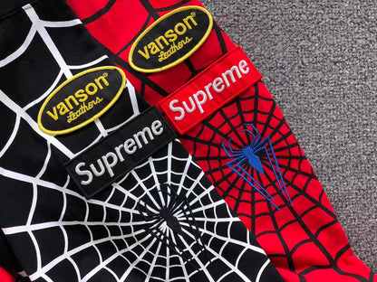 Supreme Vanson Leathers Spider-Man Zip Up Red