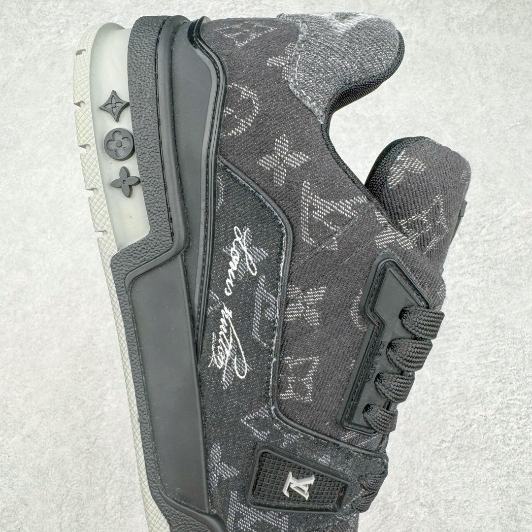 Louis Vuitton Trainer Sneaker Black Monogram Denim
