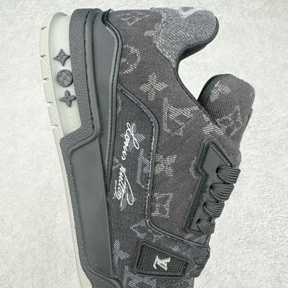 Louis Vuitton Trainer Sneaker Black Monogram Denim