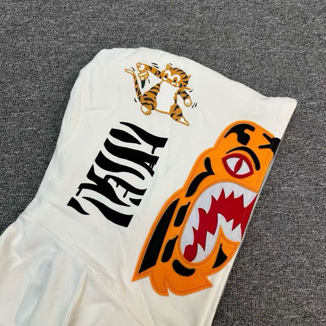 BAPE City Camo Tiger Shark Full Zip Hoodie White