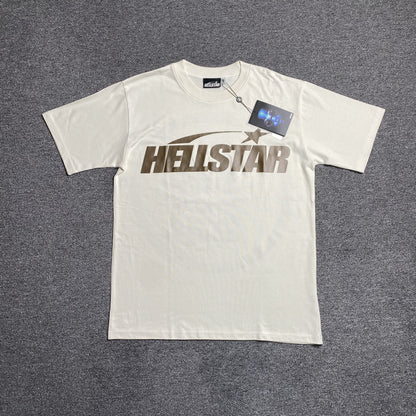 HELLSTAR CLASIC GEL PRINT BROWN TEE WHITE