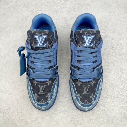 Louis Vuitton Trainer Sneaker Blue Patchwork Monogram Denim