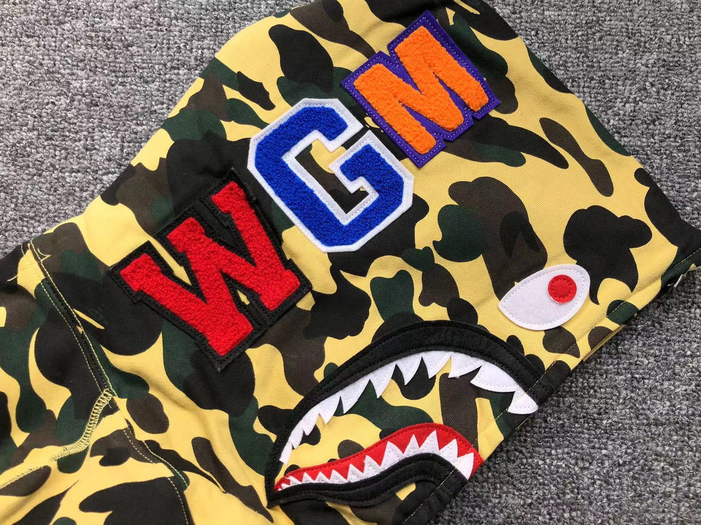 BAPE 1ST CAMO SHARK FULL ZIP HOODIE YELLOW