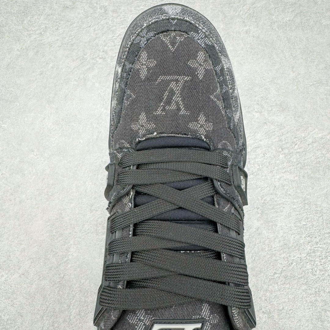 Louis Vuitton Trainer Sneaker Black Monogram Denim