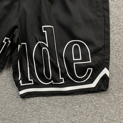 RHUDE COURT LOGO SHORTS BLACK