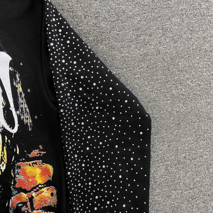 Mixed Emotion Archer Rhinestone Hoodie Black